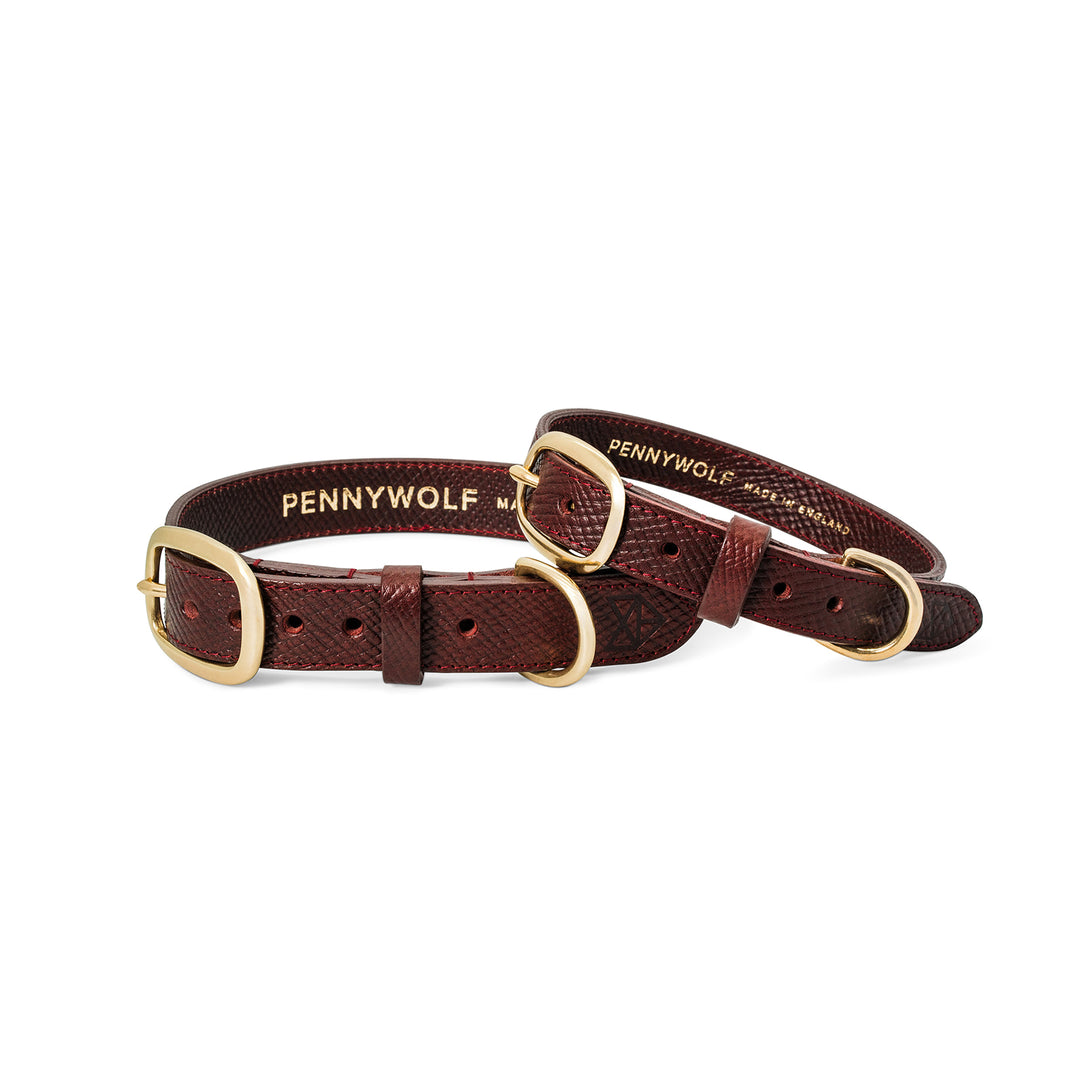 Burgundy Leather Dog Collars