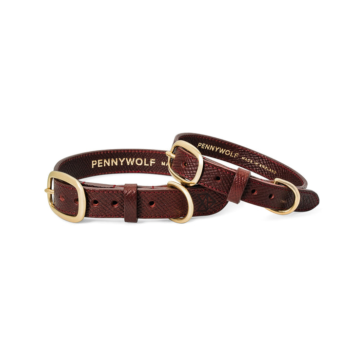 Burgundy Leather Dog Collars