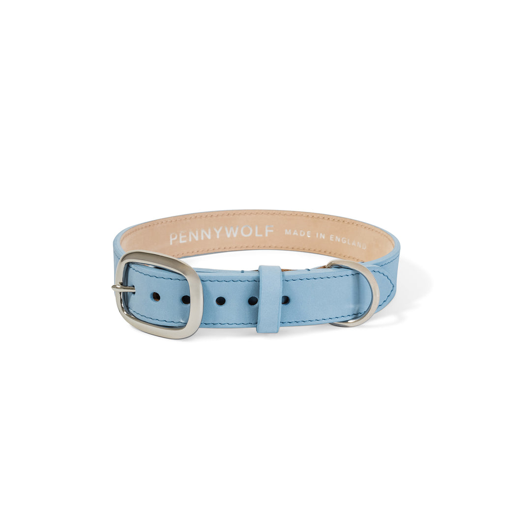 Blue Leather Dog Collar