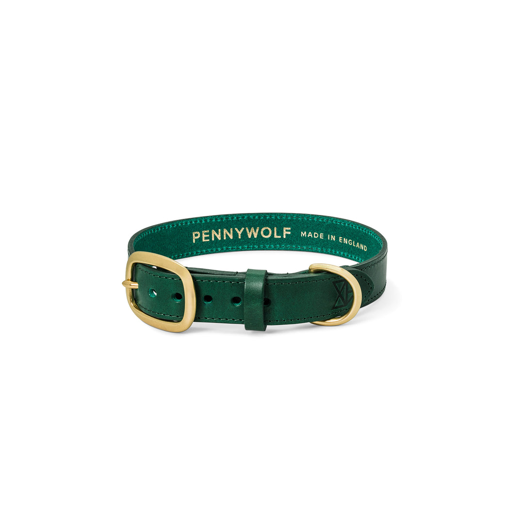 Green Leather Dog Collar